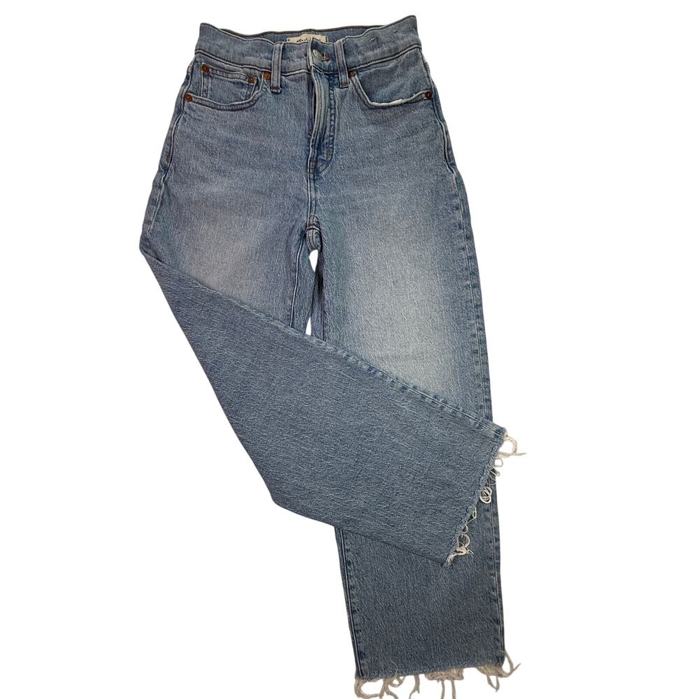Madewell Perfect Vintage Wide-Leg Crop Jeans 24 Light Wash Raw Hem N0603